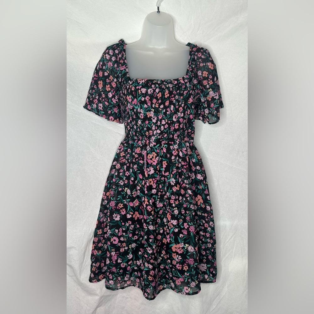 BCBG black floral dress